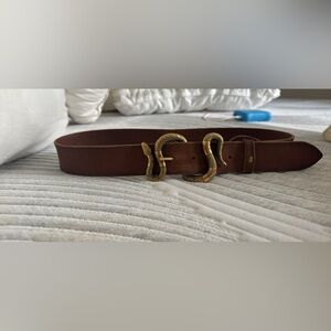 Gucci Brown Belt with Gold Snake Buckle